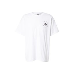 ADIDAS ORIGINALS Tricou 'Curved adidas Trefoil Logo GFX' negru / alb