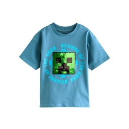 Next Tricou 'Minecraft' azur / albastru deschis / verde limetă / negru