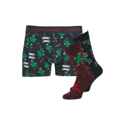 JACK & JONES Boxeri 'Jacjolly Xmas' albastru noapte / verde / rubiniu / alb