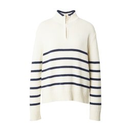 Superdry & Co Pulover albastru marin / alb lână