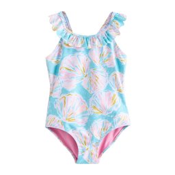 Next Costum de baie întreg albastru deschis / galben muștar / roz / alb