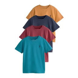 Next Tricou albastru marin / galben muștar / verde petrol / roșu vin