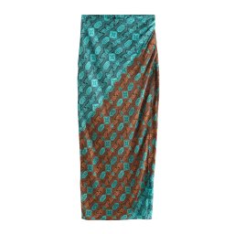 Next Fustă albastru aqua / portocaliu mandarină / negru
