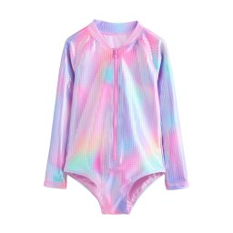 Next Costum de baie întreg albastru aqua / galben / mov lavandă / roz deschis