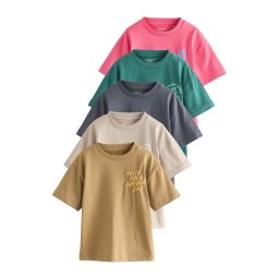Next Tricou crem / maro deschis / gri metalic / verde pin / roz