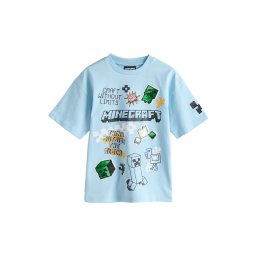 Next Tricou 'Minecraft' azuriu / verde iarbă / negru / alb