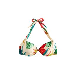 Next Sutien costum de baie crem / verde petrol / verde deschis / roși aprins