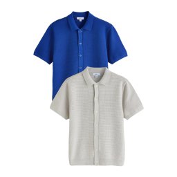 Next Geacă tricotată albastru cobalt / gri deschis