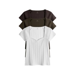 The Set Top kaki / verde închis / alb