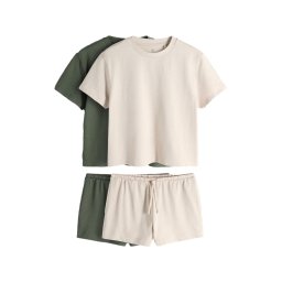 The Set Pijama crem / verde închis
