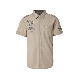 CAMP DAVID Cămașă maro închis / gri taupe / gri închis / alb