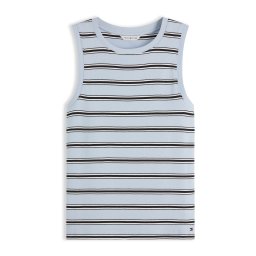 TOMMY HILFIGER Top 'Stripe Slim Tank' albastru deschis / negru / alb
