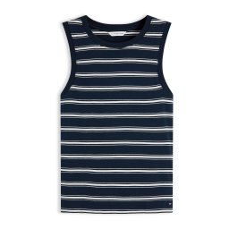 TOMMY HILFIGER Top 'Stripe Slim Tank' bleumarin / alb