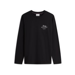 TOMMY HILFIGER Tricou 'Logo Long Sleeve' negru / alb