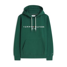 TOMMY HILFIGER Bluză de molton 'Logo Embroidery Flex Drawstring' bleumarin / verde pin / roșu / alb
