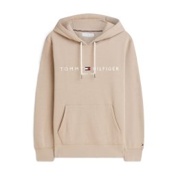 TOMMY HILFIGER Bluză de molton 'Logo Embroidery Flex Drawstring' bej / bleumarin / roșu / alb
