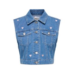 ONLY Vestă 'ONLVEGA' albastru denim / argintiu
