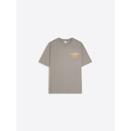 Bershka Tricou 'PARADISE CLUB' gri fumuriu / portocaliu pastel