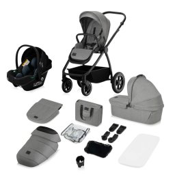 Carucior 3 in 1, Lionelo, Meril, Cu landou de dimensiune XL, Reversibil, Cu scoica auto testata ADAC, Cu accesorii, Pana la 22 kg, Conform cu EN1888-1 EN1888-2, EN1466, Bej