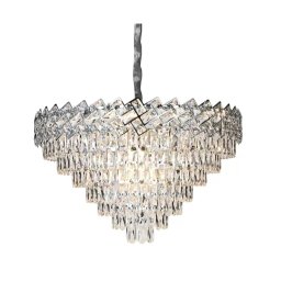 Candelabru din cristal Windsor Supremo 10xE14, Ø80 cm, crom lucios, inaltime reglabila