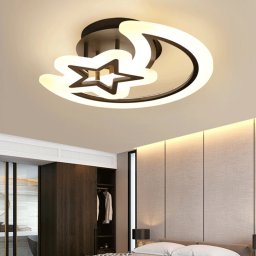 Lustra LED LUNA si STEA 59W cu telecomanda, dimabila, negru, 2 elemente