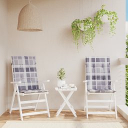Perne scaun spatar înalt, 2 buc. gri carouri 120x50x3 cm textil GartenMobel Dekor
