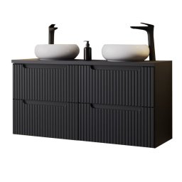 Dulap baie dublu cu 2 lavoare ceramice Skelbolu 120 cm, negru