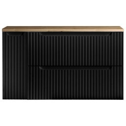 Dulap baie suspendat cu blat Skelbolu 100 cm, negru si stejar
