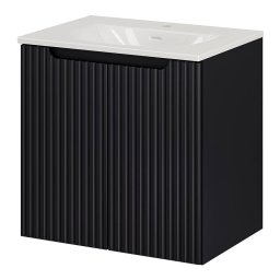 Dulap baie suspendat cu lavoar ceramic Skelbolu 60 cm, negru