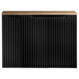 Dulap baie pentru lavoar Skelbolu, 3 usi, 80 cm, negru si stejar