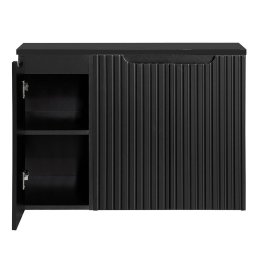 Dulap baie suspendat pentru lavoar Skelbolu, 3 usi, 90 cm, negru