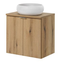 Dulap baie suspendat cu lavoar ceramic Skelbolu 60 cm, stejar