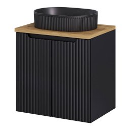Masca lavoar suspendata Skelbolu 60 cm, negru cu aspect de stejar