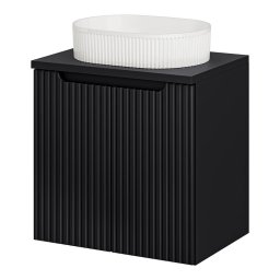 Masca lavoar suspendata 60 cm neagra cu chiuveta ceramica Skelbolu