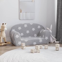 Canapea de copii cu 2 locuri, gri deschis cu stele, plus moale GartenMobel Dekor