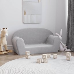 Canapea pentru copii cu 2 locuri, gri deschis, plus moale GartenMobel Dekor