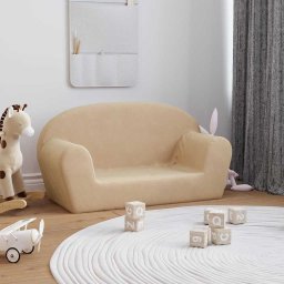 Canapea pentru copii cu 2 locuri, crema moale de plus GartenMobel Dekor