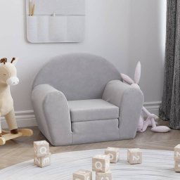 Canapea extensibila pentru copii, gri deschis, plus moale GartenMobel Dekor