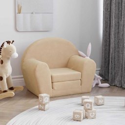 Canapea extensibila pentru copii crema moale de plus GartenMobel Dekor