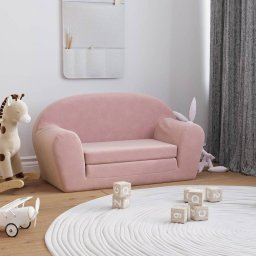 Canapea extensibila pentru copii cu 2 locuri, roz, plus moale GartenMobel Dekor