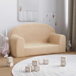 Canapea pentru copii cu 2 locuri, crema moale de plus GartenMobel Dekor