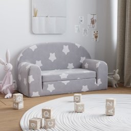 Canapea extensibila copii 2 locuri gri deschis/stele plus moale GartenMobel Dekor