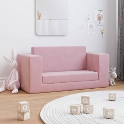 Canapea extensibila pentru copii cu 2 locuri, roz, plus moale GartenMobel Dekor