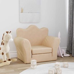 Canapea extensibila pentru copii crema moale de plus GartenMobel Dekor