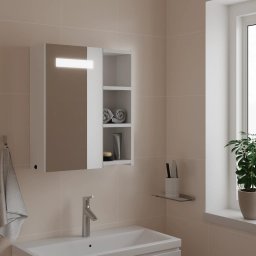 Dulap cu oglinda de baie cu lumina LED, alb, 45x13x52 cm GartenMobel Dekor