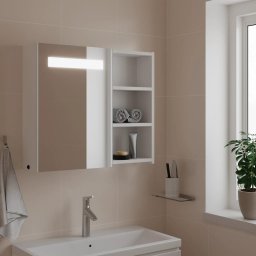 Dulap cu oglinda de baie cu lumina LED, alb, 60x13x52 cm GartenMobel Dekor