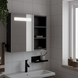 Dulap cu oglinda de baie cu LED, negru, 60x13x52 cm GartenMobel Dekor