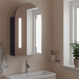 Dulap cu oglinda de baie cu LED, gri, 42x13x70 cm, arcuit GartenMobel Dekor