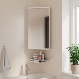 Dulap de colt cu oglinda pentru baie, alb, 30x24x60 cm GartenMobel Dekor