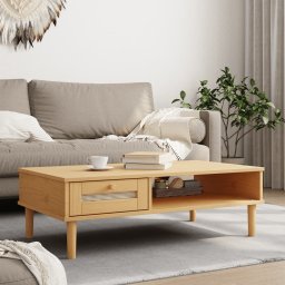 Masa de cafea SENJA aspect ratan maro 100x55x33 cm lemn masiv GartenMobel Dekor